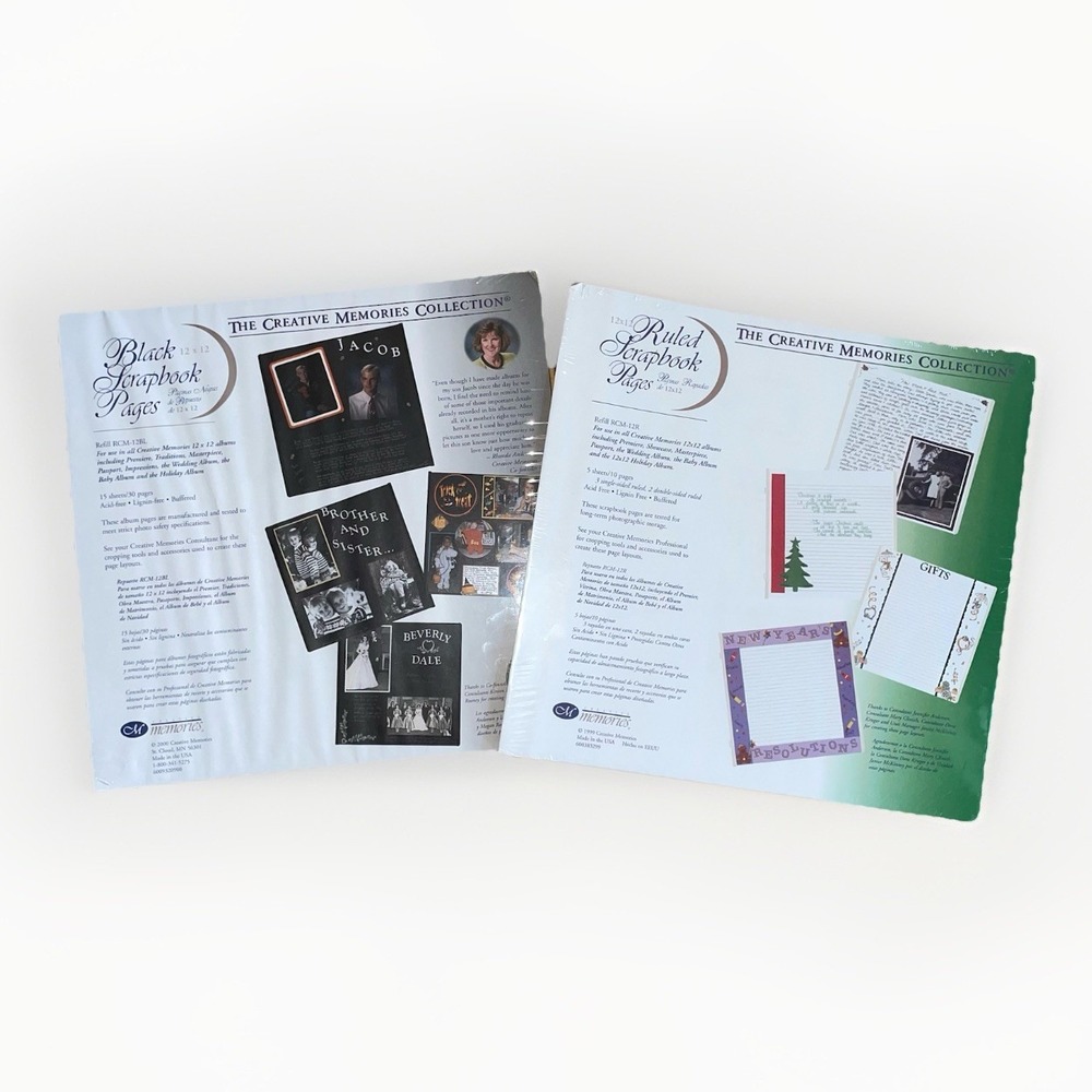 2 Packs Sealed Creative Memories 12x12 Scrapbook Pages- Black (15) Lined (5)